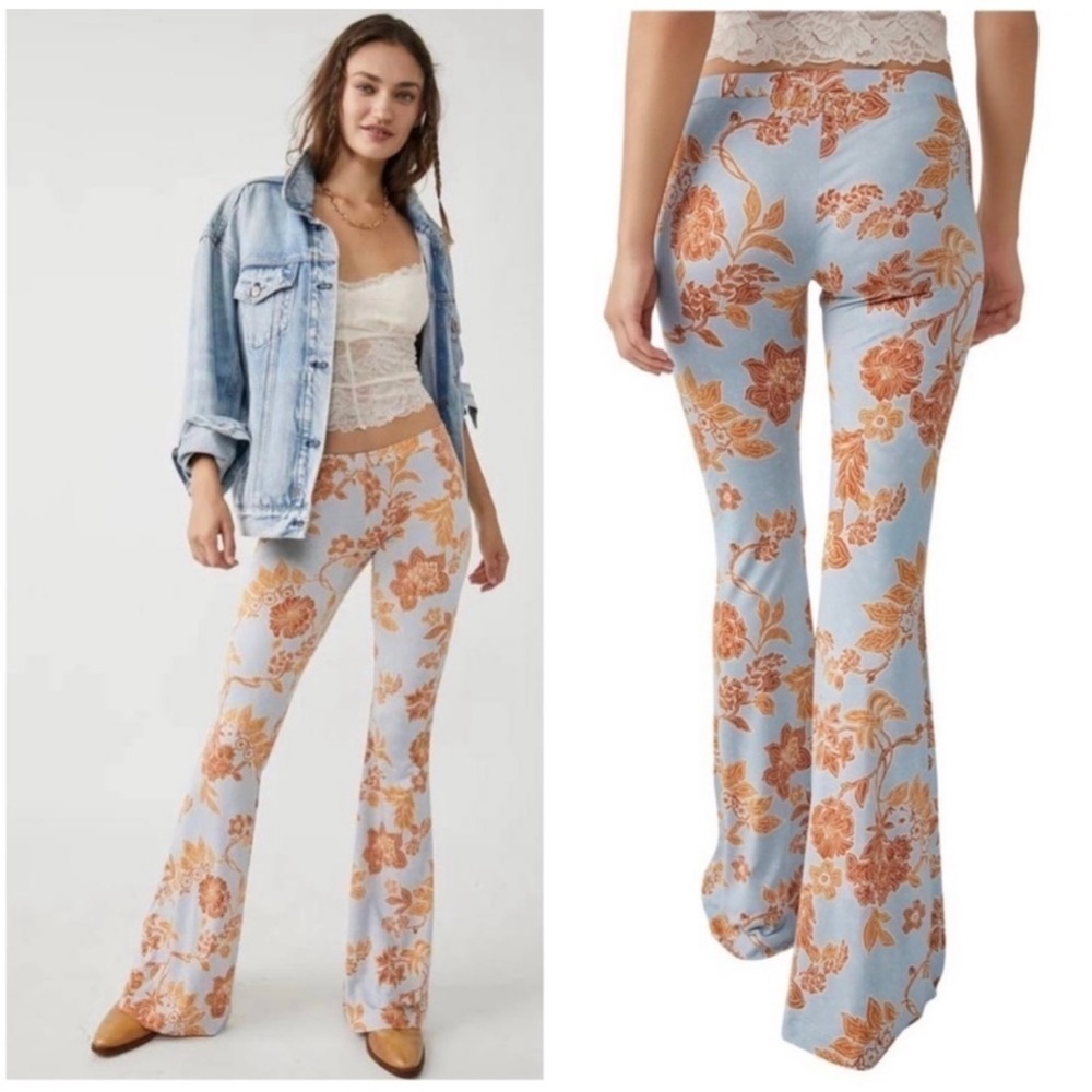 Free People Make A Statement floral flare leg pants
